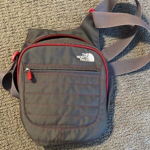 The North Face Charcoal Messenger Bag with Red Accents